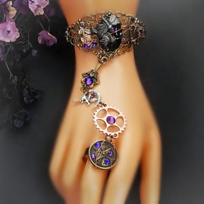 hummingbird dragonfly amethyst slave bracelet
