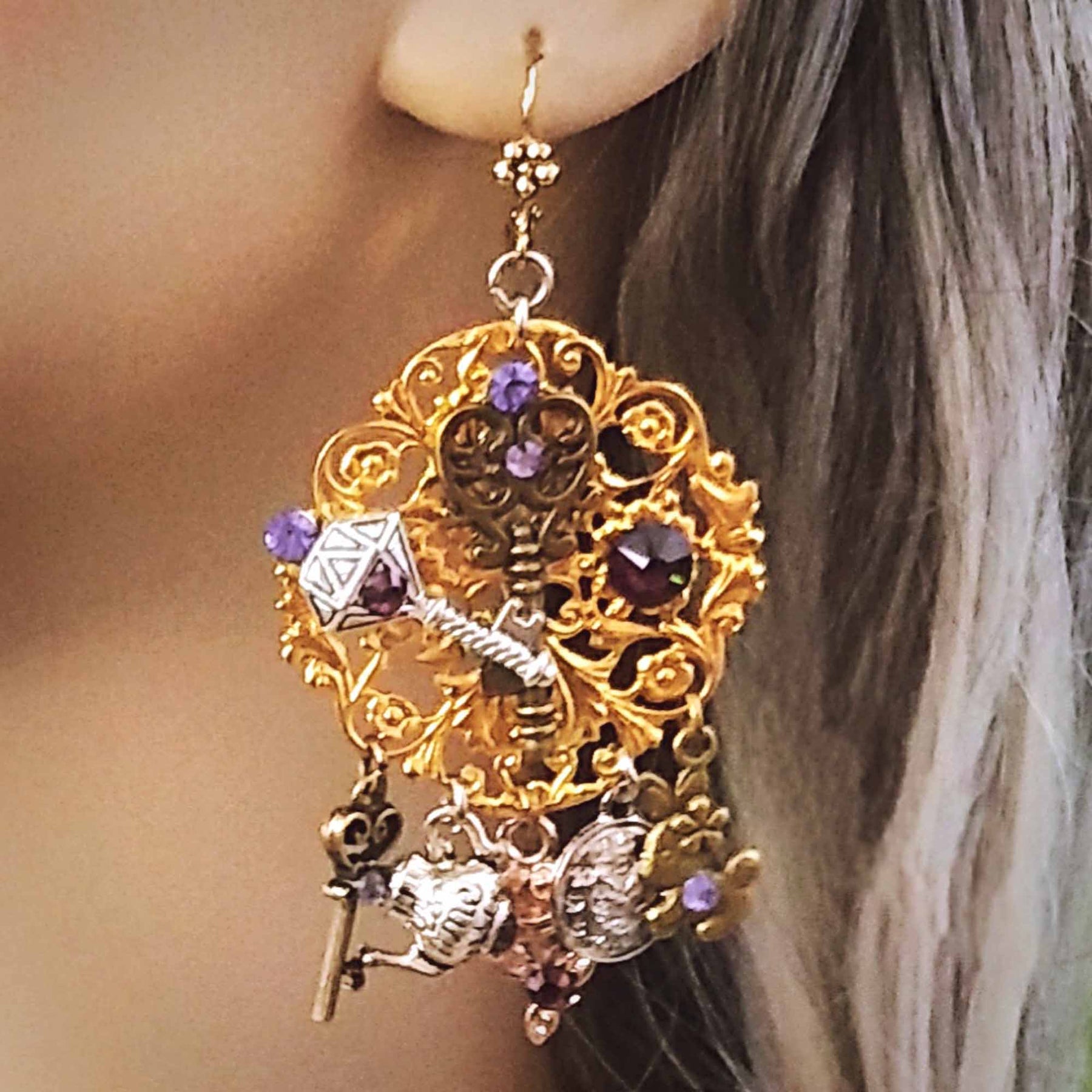 purple chandelier earrings