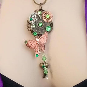 steampunk fantasy butterfly necklace