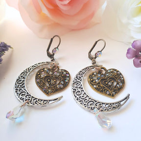 To the Moon and Back - Moon Heart Earrings