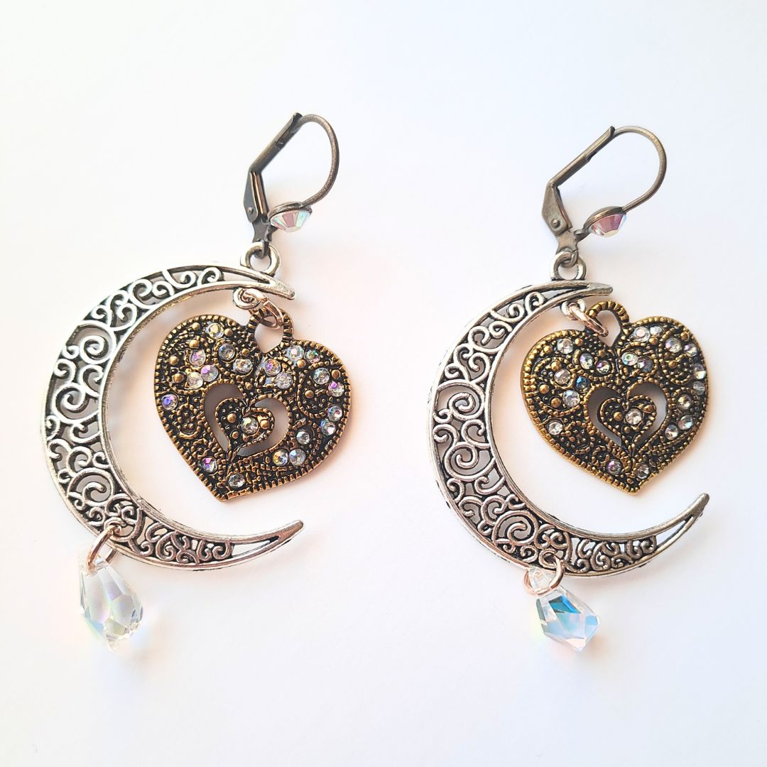 To the Moon and Back - Moon Heart Earrings