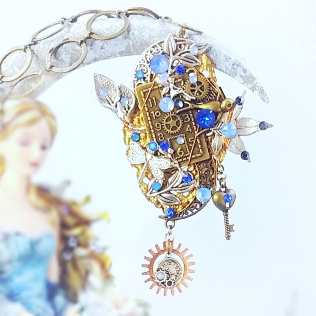 dragonfly blue statement necklace fantasy background