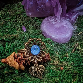 Blue Crystal Flower Charm Ring - Flowering Love
