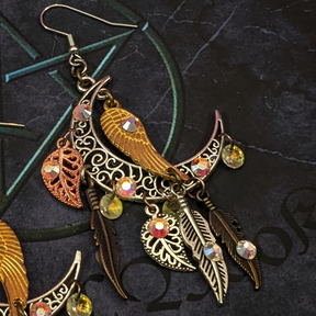 Feathery Moon Earrings - Celestial Magick