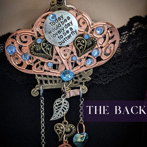 Hummingbird Dragonfly Heart Necklace