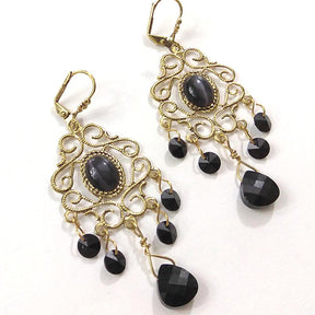 black crystal chandelier earrings