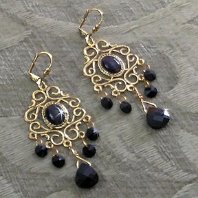 black crystal jet earring Swarovski