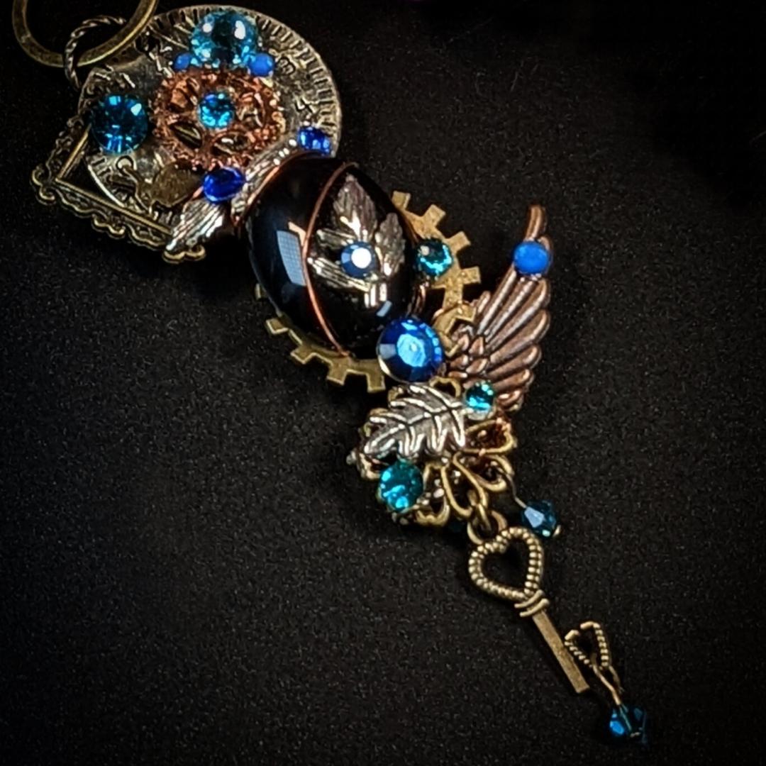 Magical Fantasy Blue Necklace - Sapphire Wings of Time