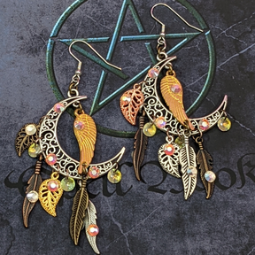 Feathery Moon Earrings - Celestial Magick