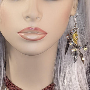 Feathery Moon Earrings - Celestial Magick