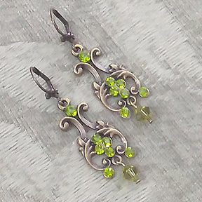 green earrings swarovski olivine
