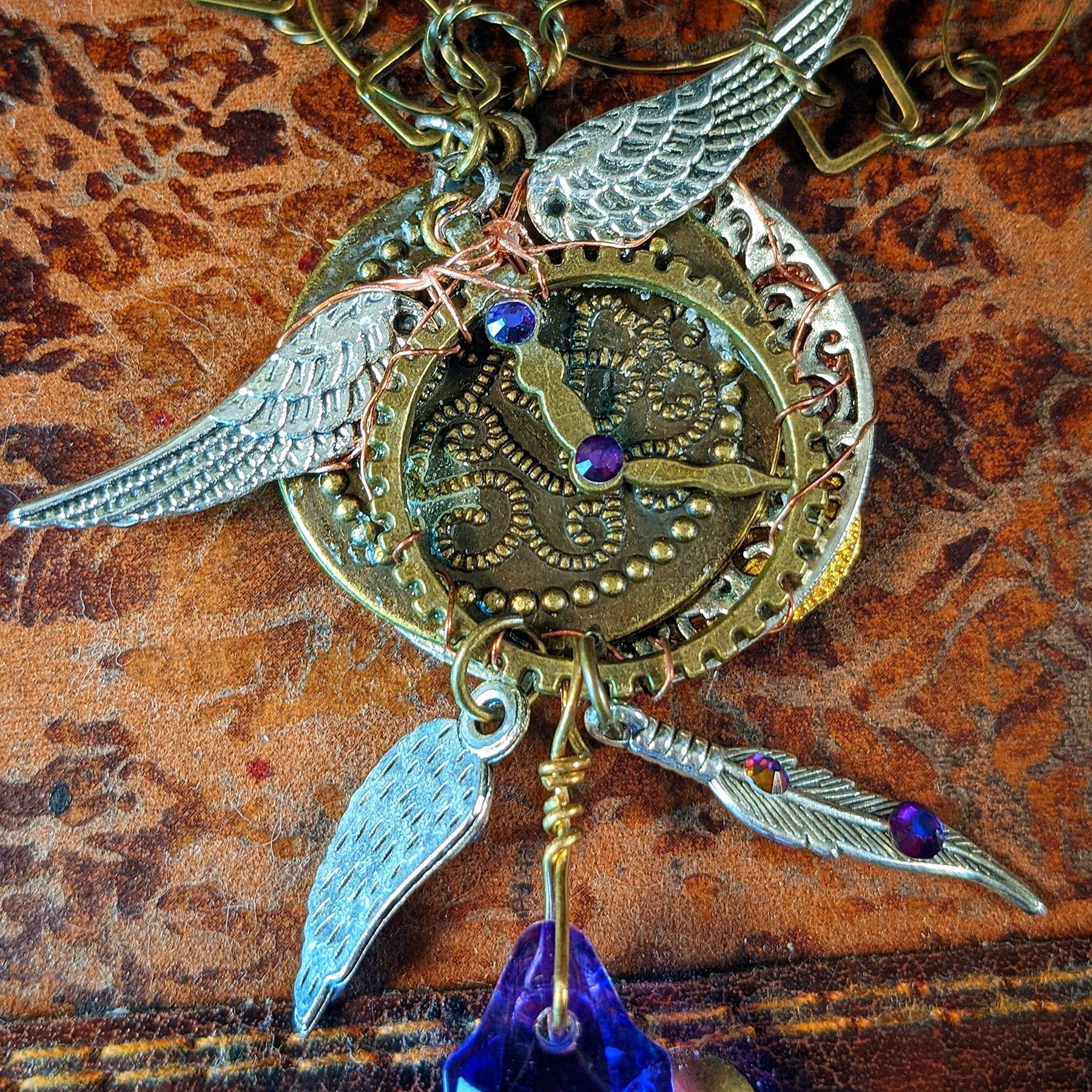 Purple Bohemian Fantasy Statement Necklace - Amethyst Beholder of Time