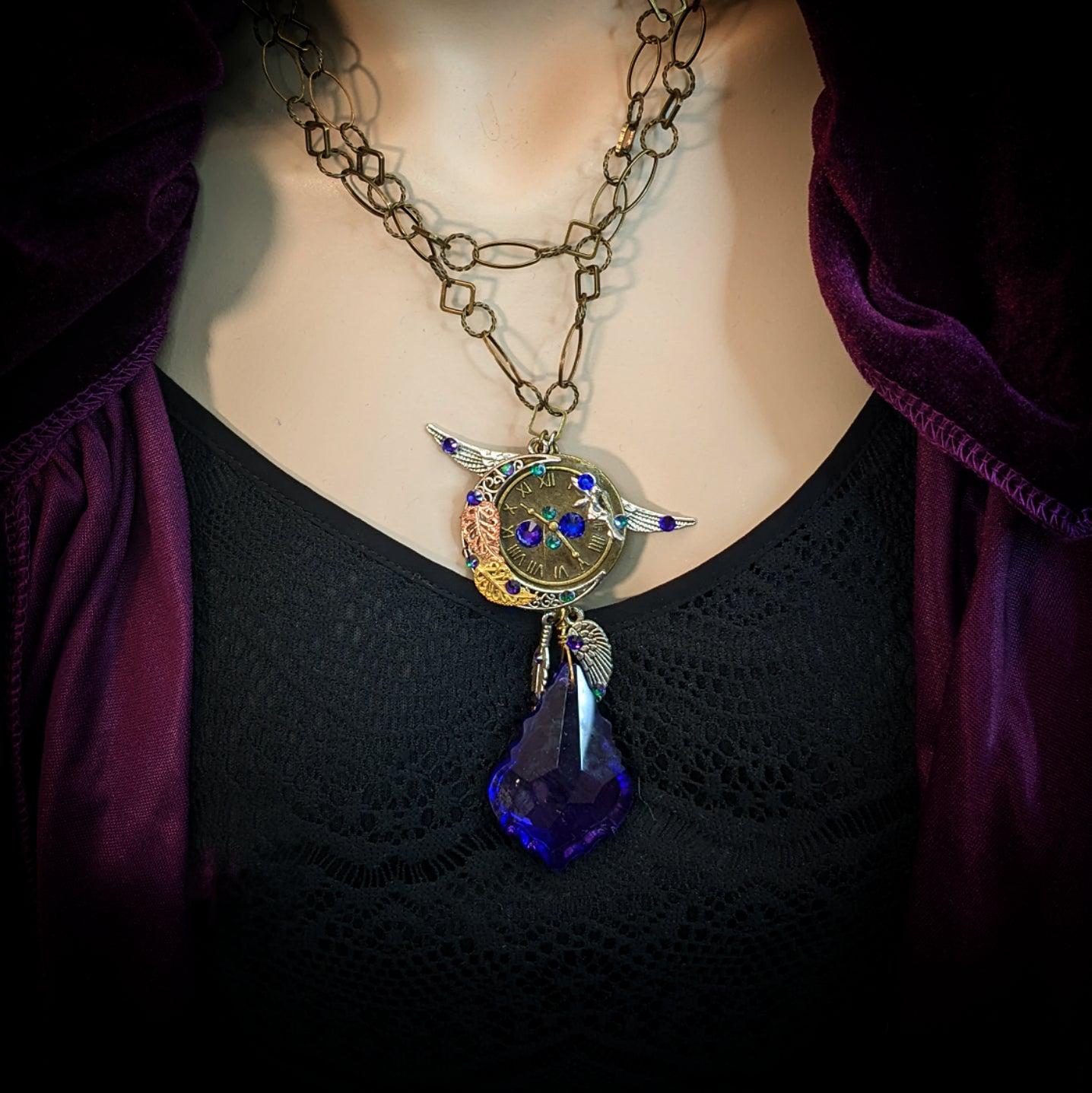 statement necklace purple crystals