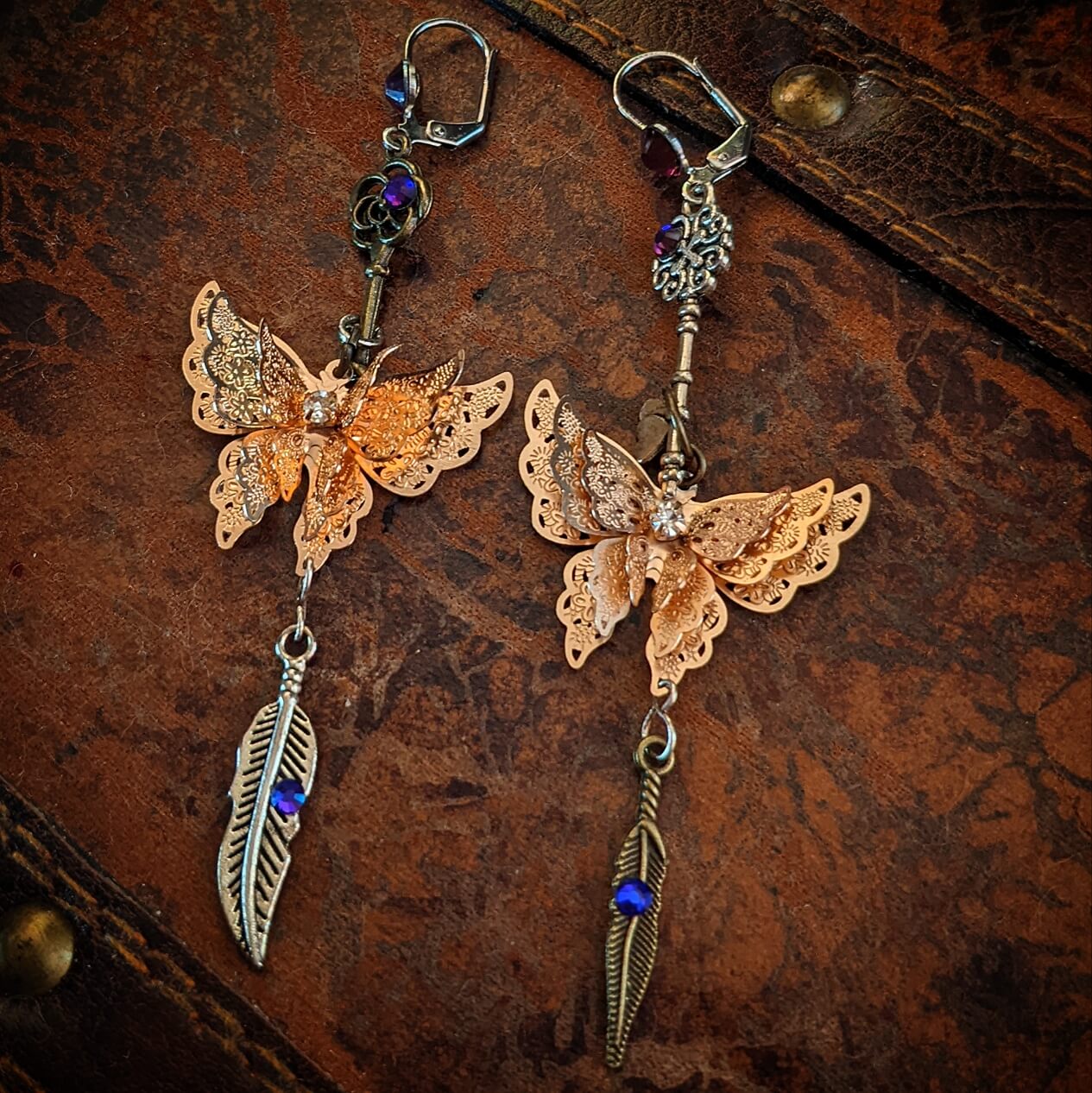 long dangle butterfly earrings