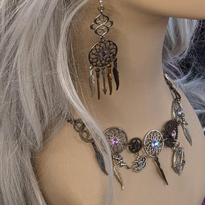 Purple Crystal Dreamcatcher Necklace - Bewitching Dreams