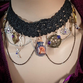magic bottle black choker on mannequin charms