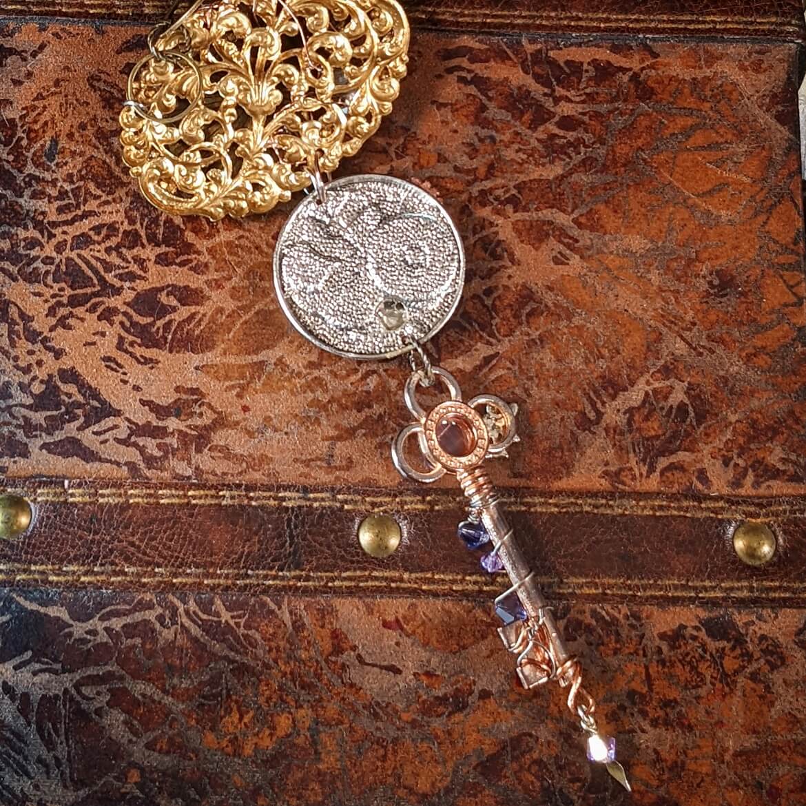 skeleton key steampunk necklace