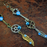 steampunk gear and key earrings