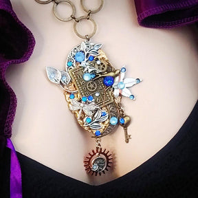 sapphire blue large statement necklace 