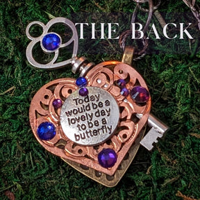 Key Heart Necklace |Purple Crystals